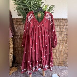 Free People Lavender Fields Embroidered Dress